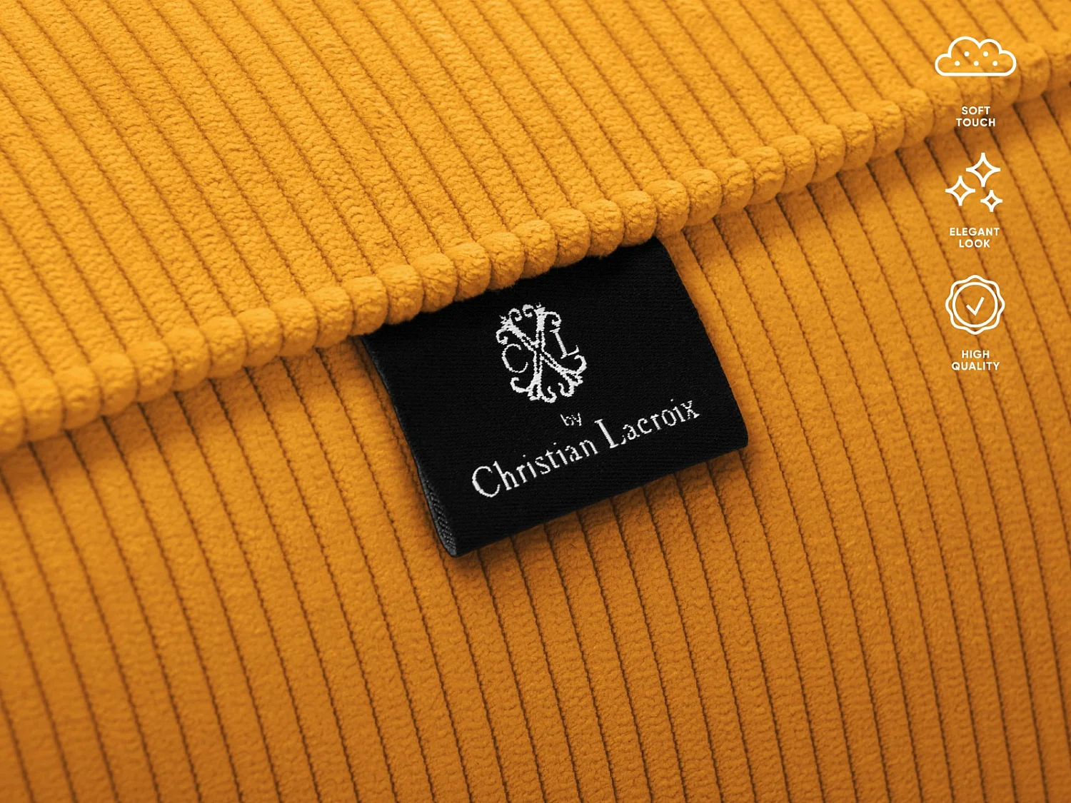 CXL by Christian Lacroix - Sofá "Tendance" 3 lugares em veludo cotelê amarelo - 220x122x72cm