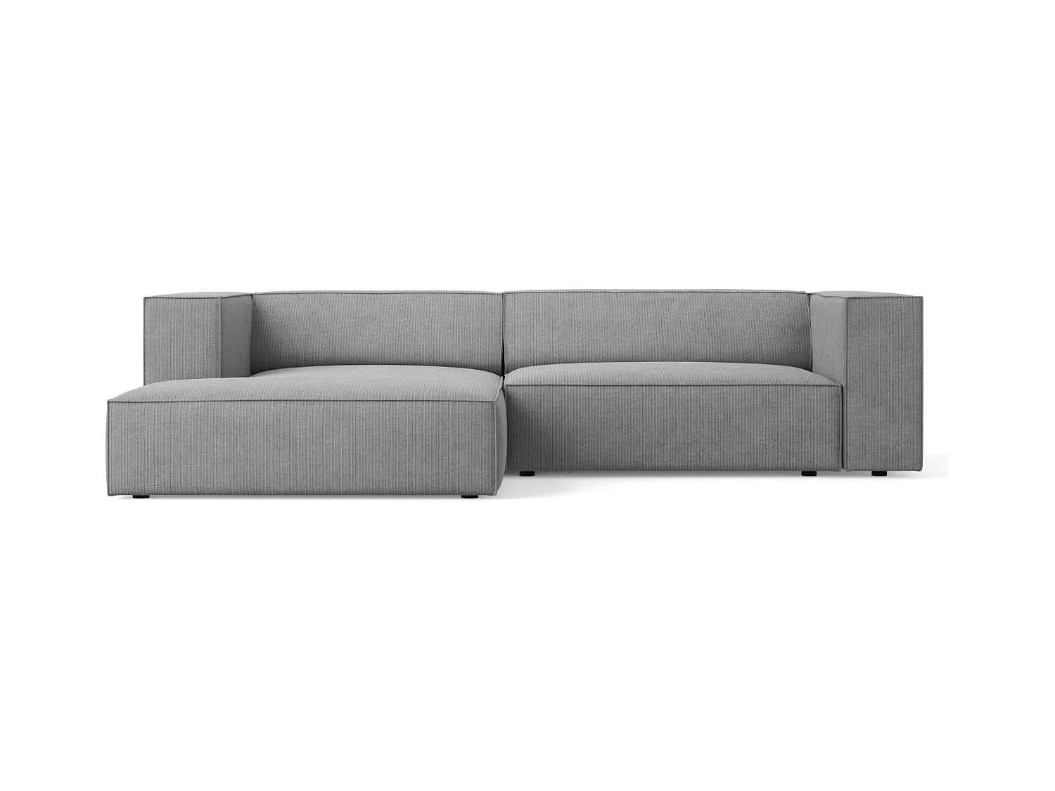 Cosmopolitan Design - Sofá de canto esquerdo "Arendal" 3 lugares em tecido chenille com efeito canelado cinza escuro - 224x166x70cm