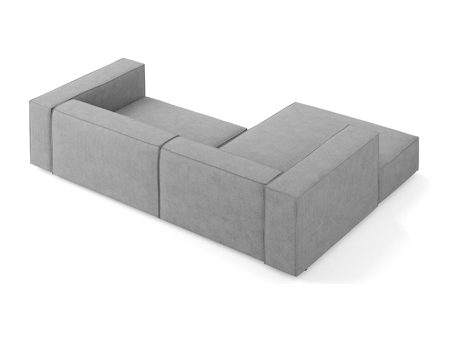 Cosmopolitan Design - Sofá de canto esquerdo "Arendal" 3 lugares em tecido chenille com efeito canelado cinza escuro - 224x166x70cm