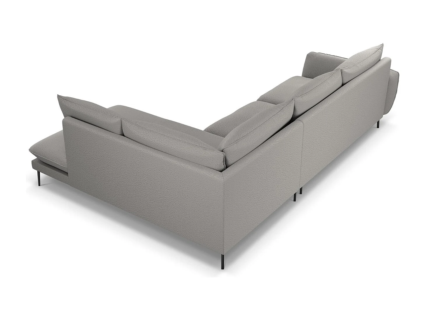 Cosmopolitan Design - 6-Sitzer Ecksofa rechts "Vienna" aus Boucle grau - 275x185x95cm