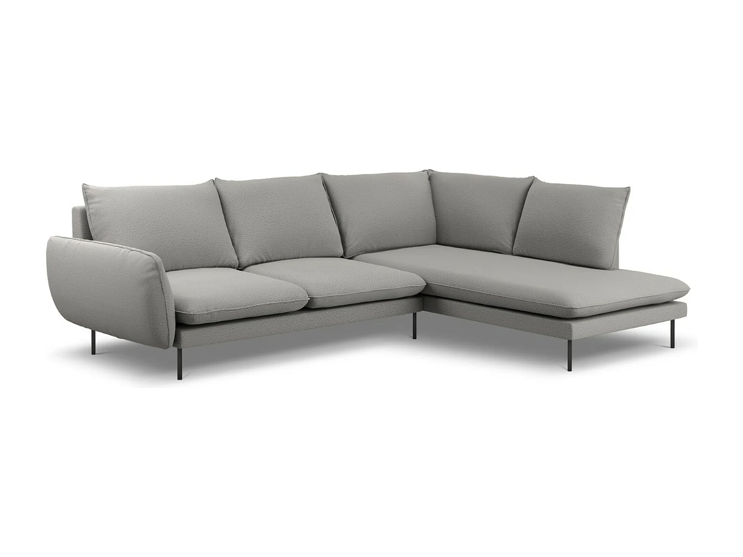 Cosmopolitan Design - Canapé d'angle droit "Vienna" 6 places en bouclé gris - 275x185x95cm
