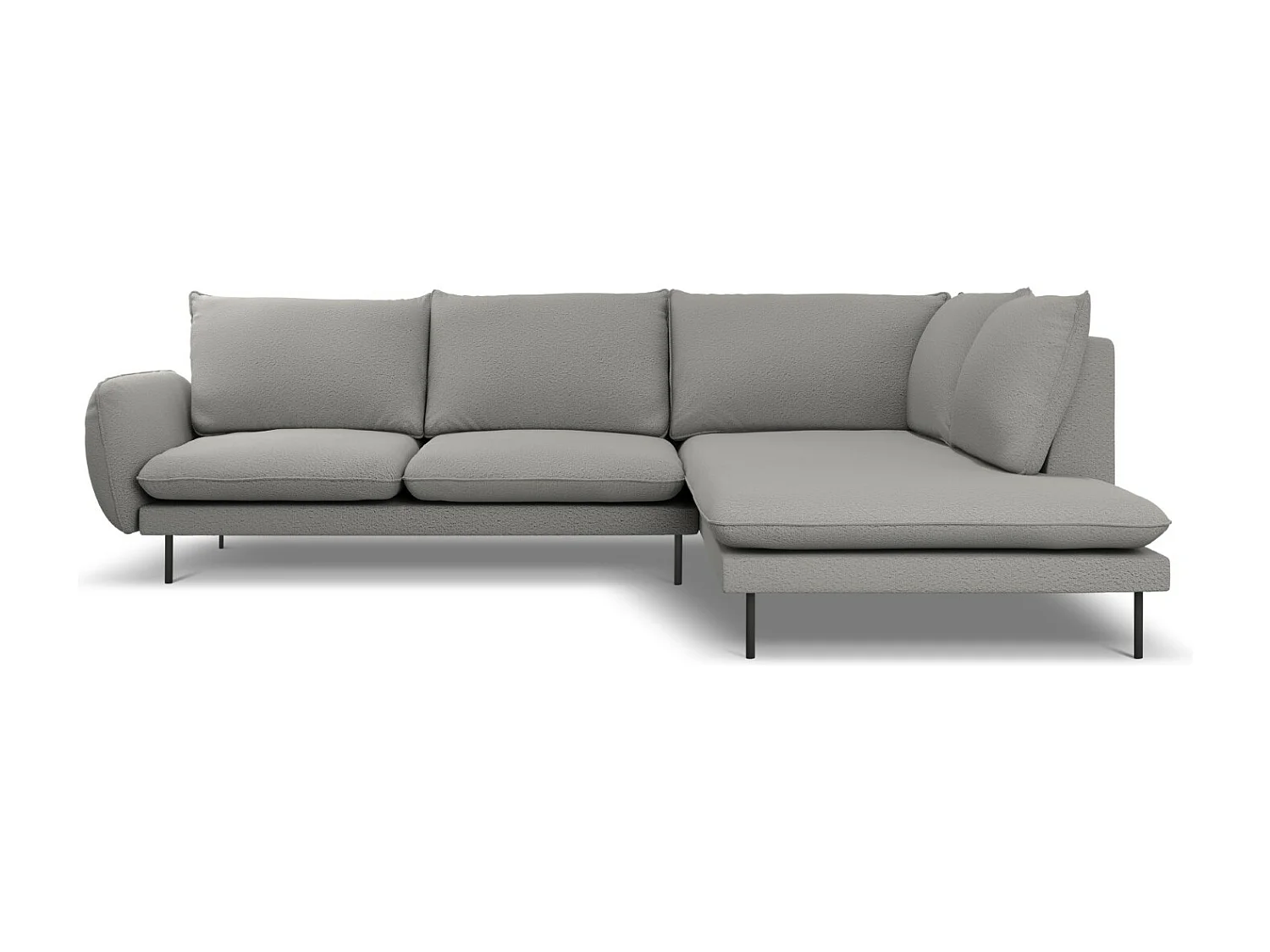 Cosmopolitan Design - Canapé d'angle droit "Vienna" 6 places en bouclé gris - 275x185x95cm