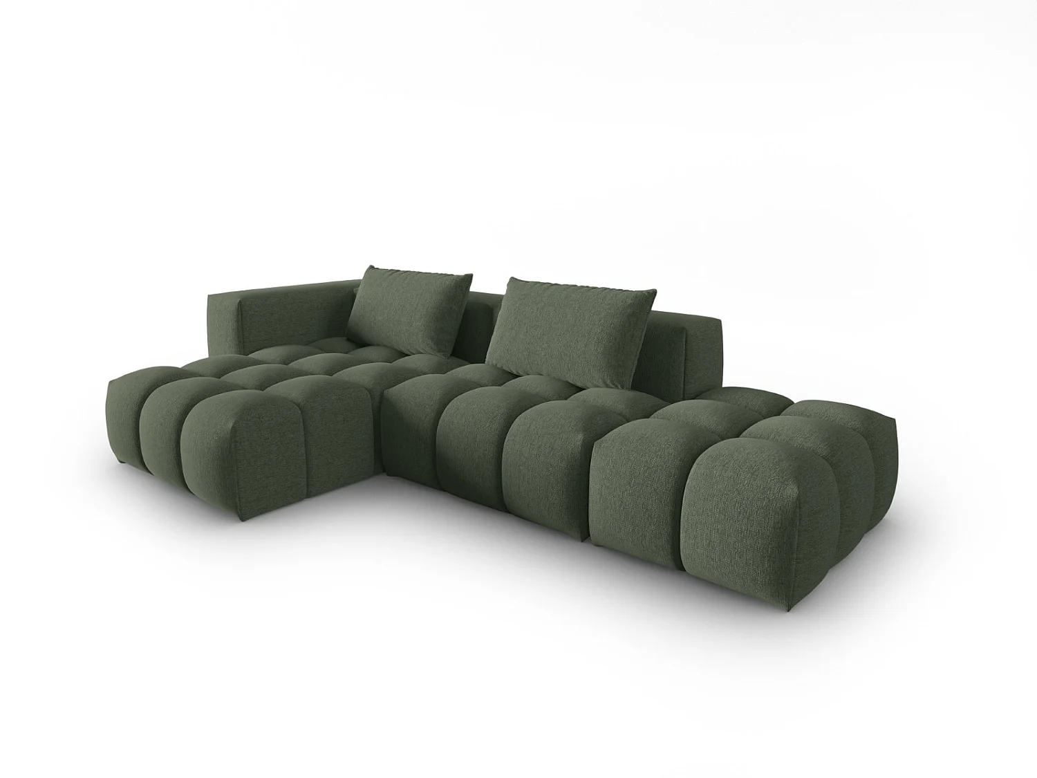 CXL by Christian Lacroix - 4-Sitzer modulares Ecksofa links "Lorella" Sitzer aus strukturiertem Stoff dunkles olivgrün - 265x145x70cm