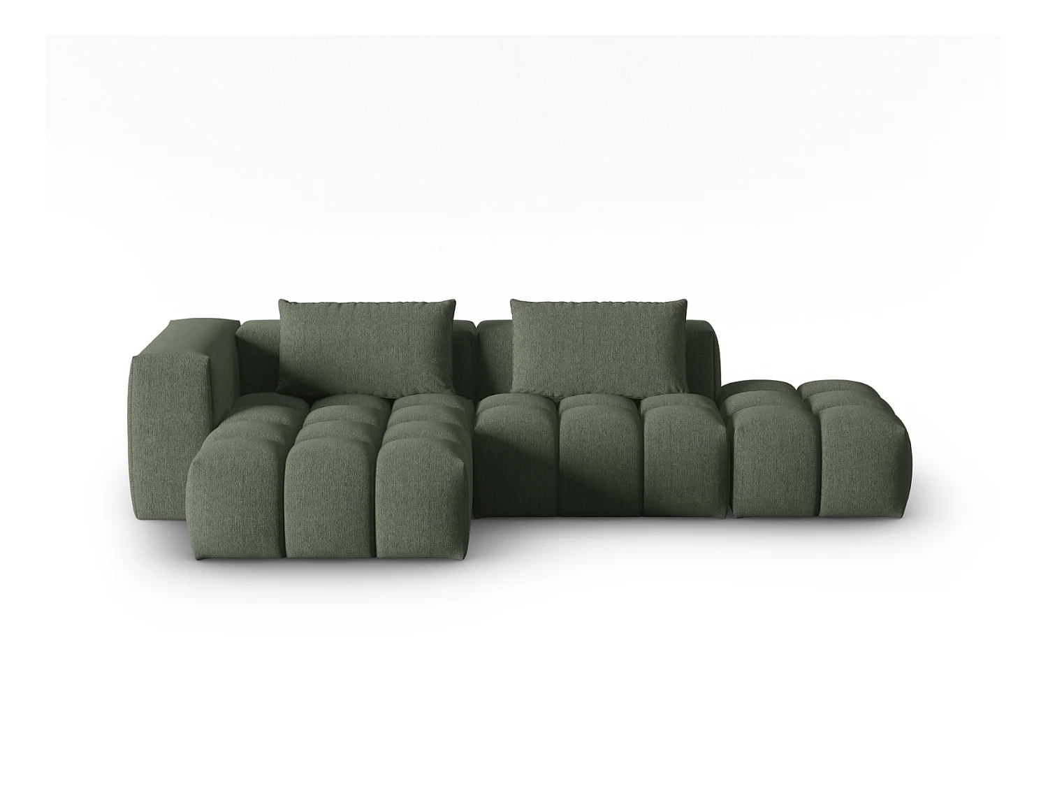 CXL by Christian Lacroix - Canapé d'angle gauche modulable "Lorella" 4 places en tissu structurel vert olive foncé - 265x145x70cm