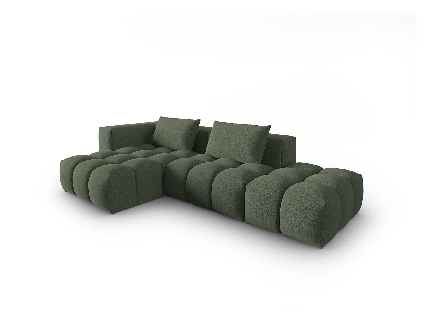 CXL by Christian Lacroix - Canapé d'angle gauche modulable "Lorella" 4 places en tissu structurel vert olive foncé - 265x145x70cm