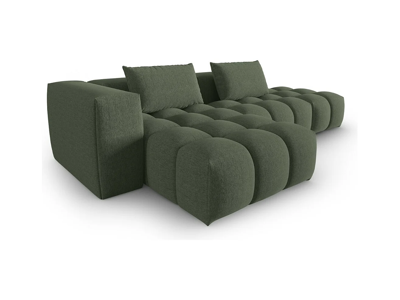 CXL by Christian Lacroix - Canapé d'angle gauche modulable "Lorella" 4 places en tissu structurel vert olive foncé - 265x145x70cm