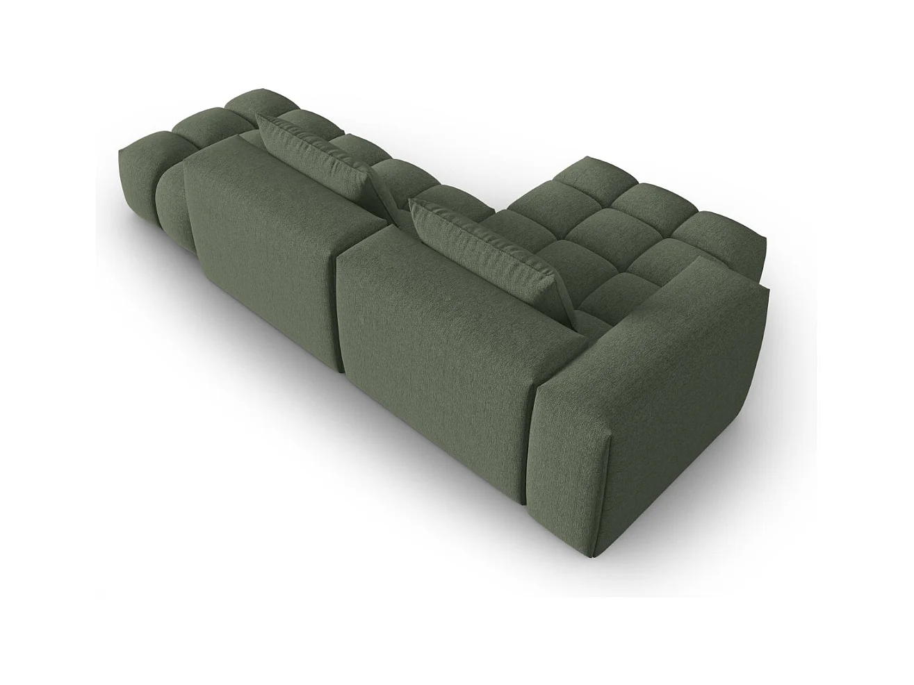 CXL by Christian Lacroix - Canapé d'angle gauche modulable "Lorella" 4 places en tissu structurel vert olive foncé - 265x145x70cm