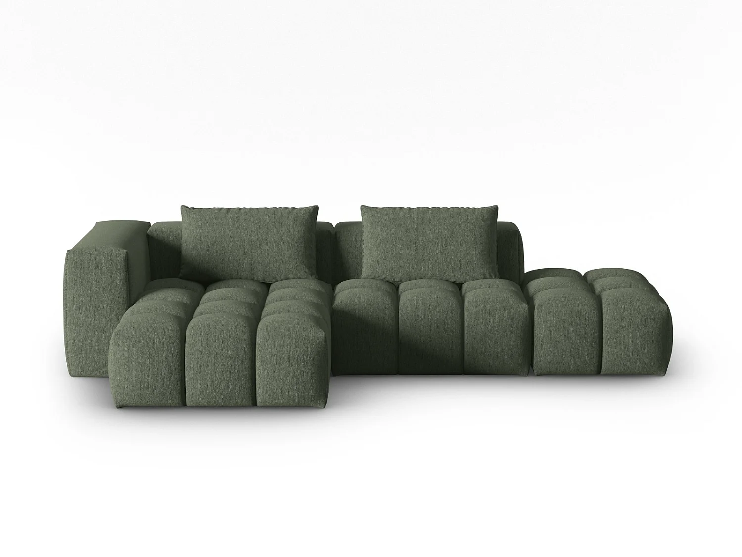 CXL by Christian Lacroix - Canapé d'angle gauche modulable "Lorella" 4 places en tissu structurel vert olive foncé - 265x145x70cm