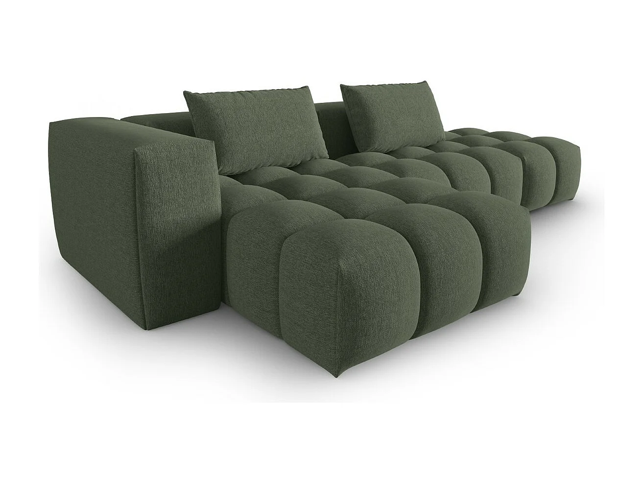 CXL by Christian Lacroix - Canapé d'angle gauche modulable "Lorella" 4 places en tissu structurel vert olive foncé - 265x145x70cm
