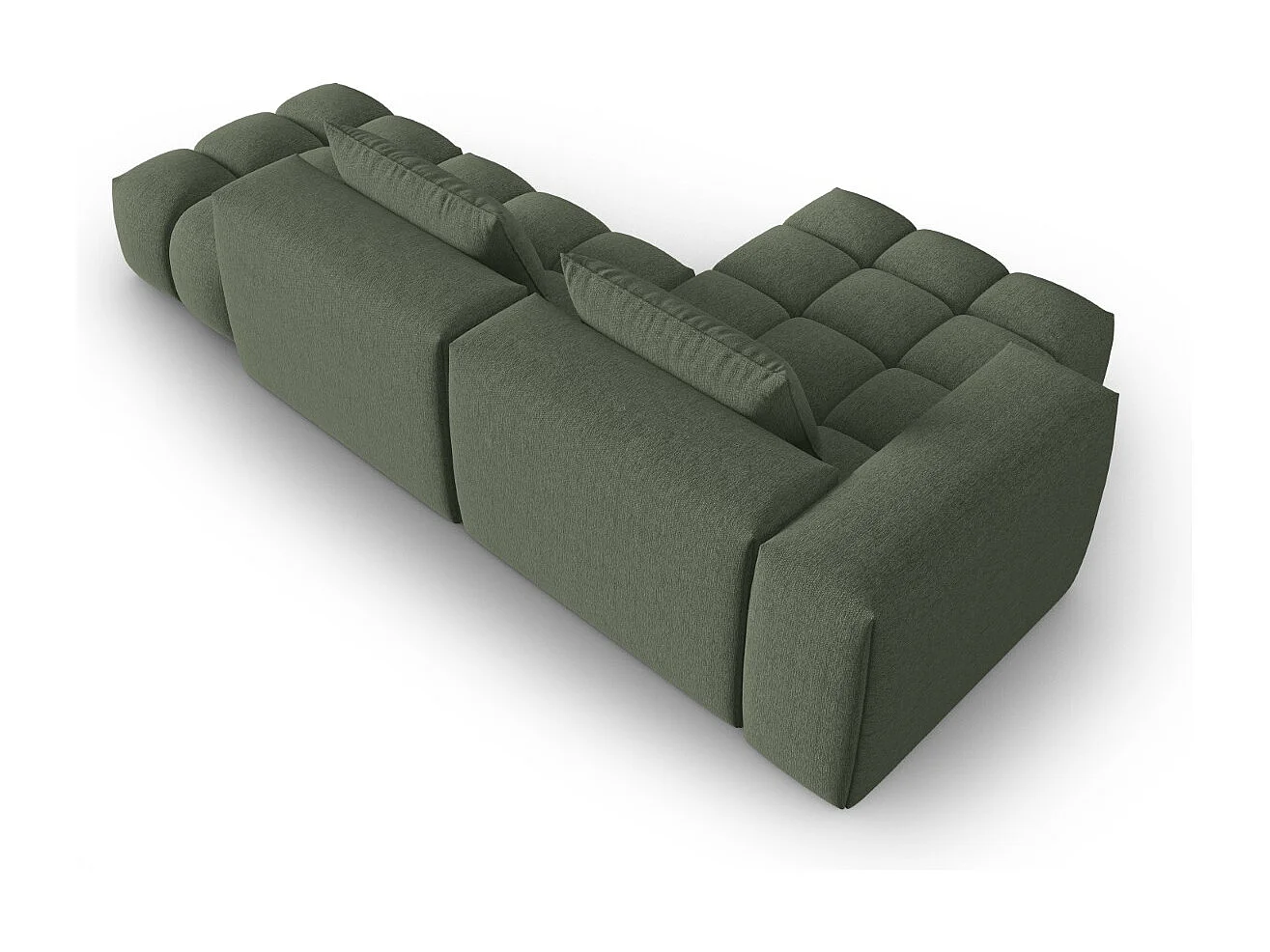 CXL by Christian Lacroix - Canapé d'angle gauche modulable "Lorella" 4 places en tissu structurel vert olive foncé - 265x145x70cm