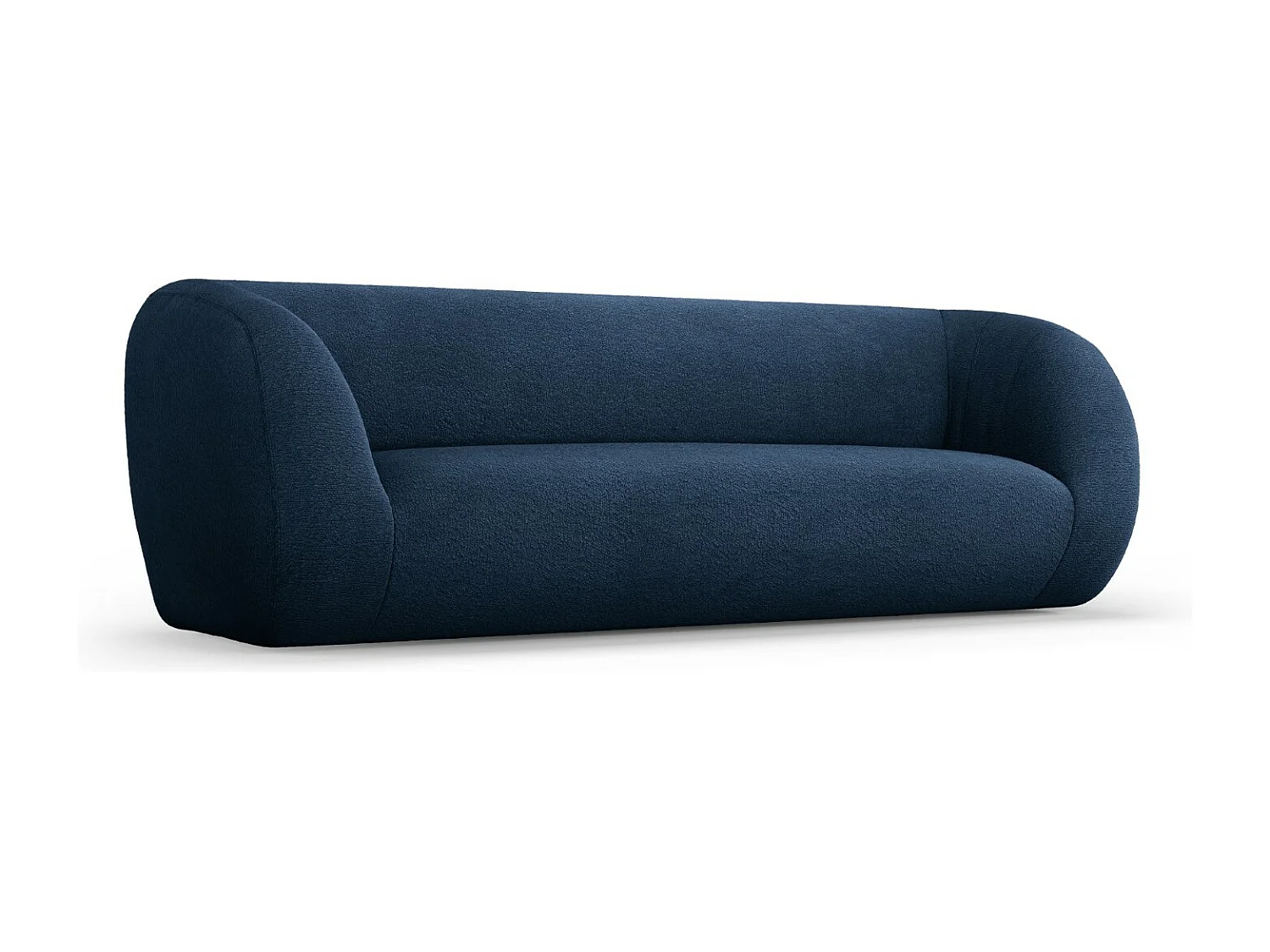 Cosmopolitan Design - Sofá "Essen" 3 lugares em tecido bouclé azul escuro - 230x95x86cm
