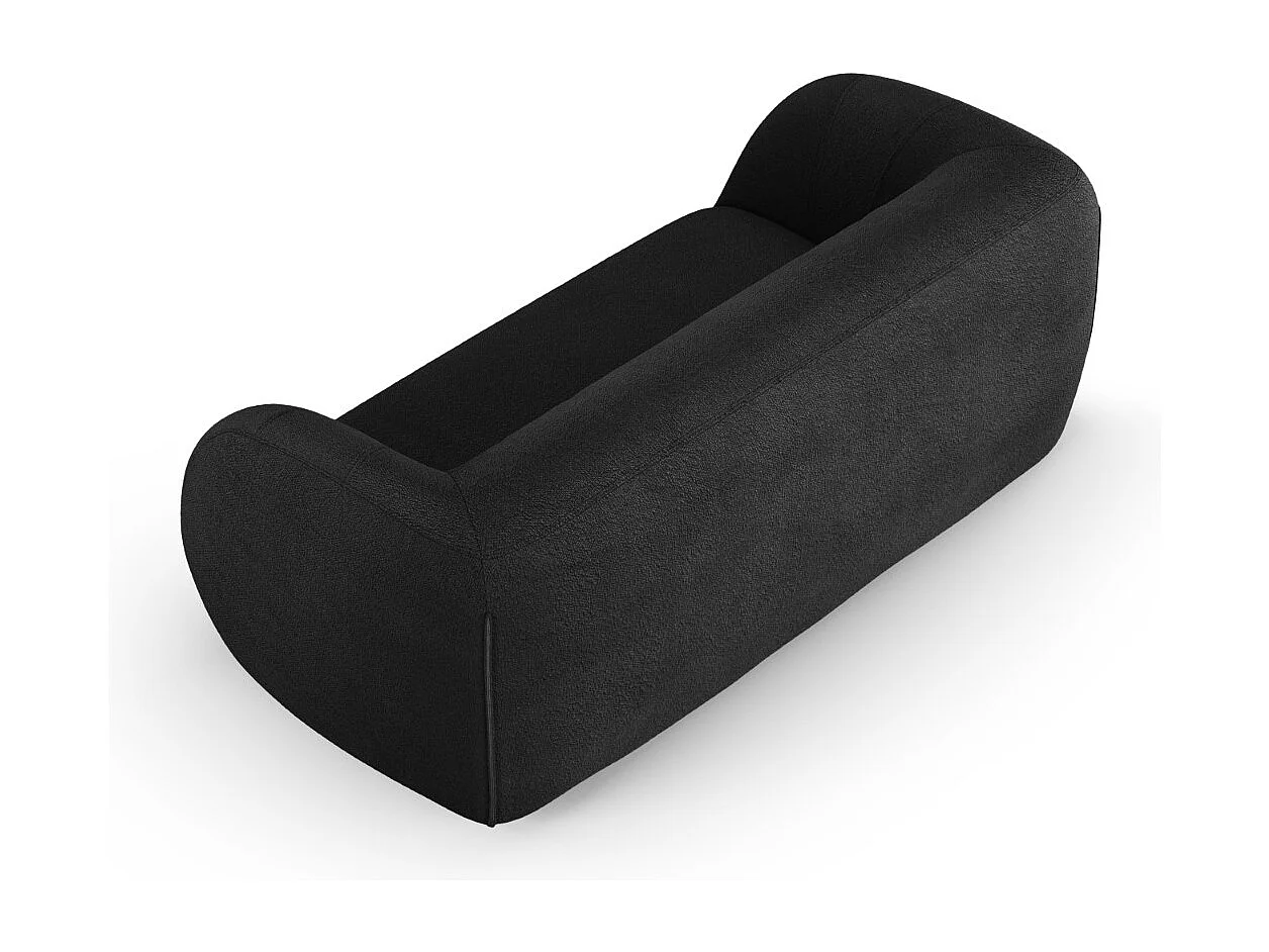 Cosmopolitan Design - Canapé "Essen" 2 places en bouclé noir - 210x95x86cm