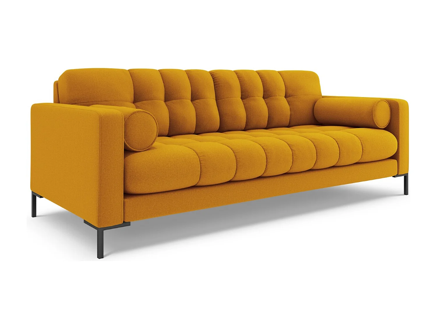 Cosmopolitan Design - Sofá "Bali" 4 plazas de tejido estructural amarillo - 217x92x75cm