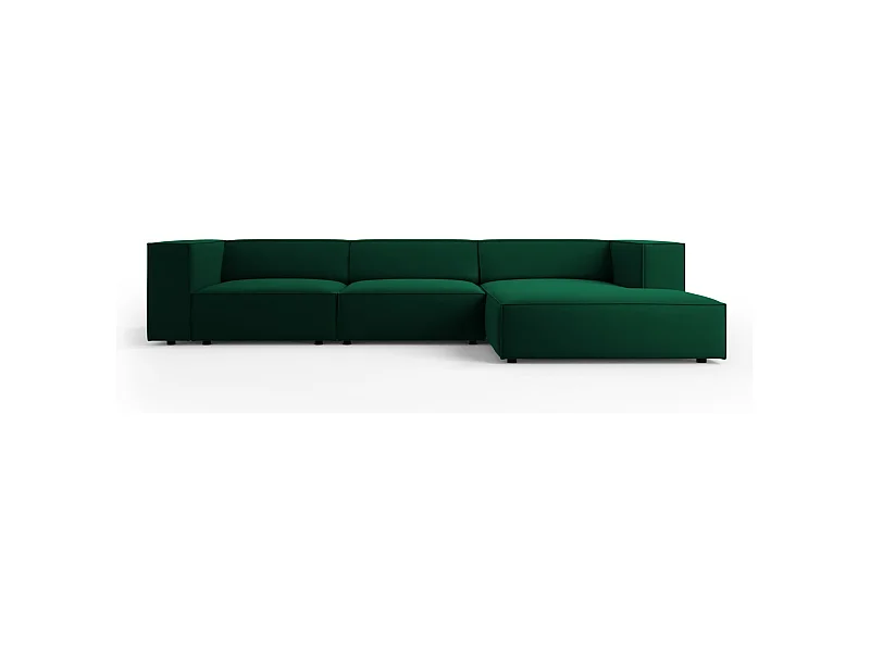 Cosmopolitan Design - 4-Sitzer Ecksofa rechts "Arendal" aus Samt flaschengrün - 284x166x70cm