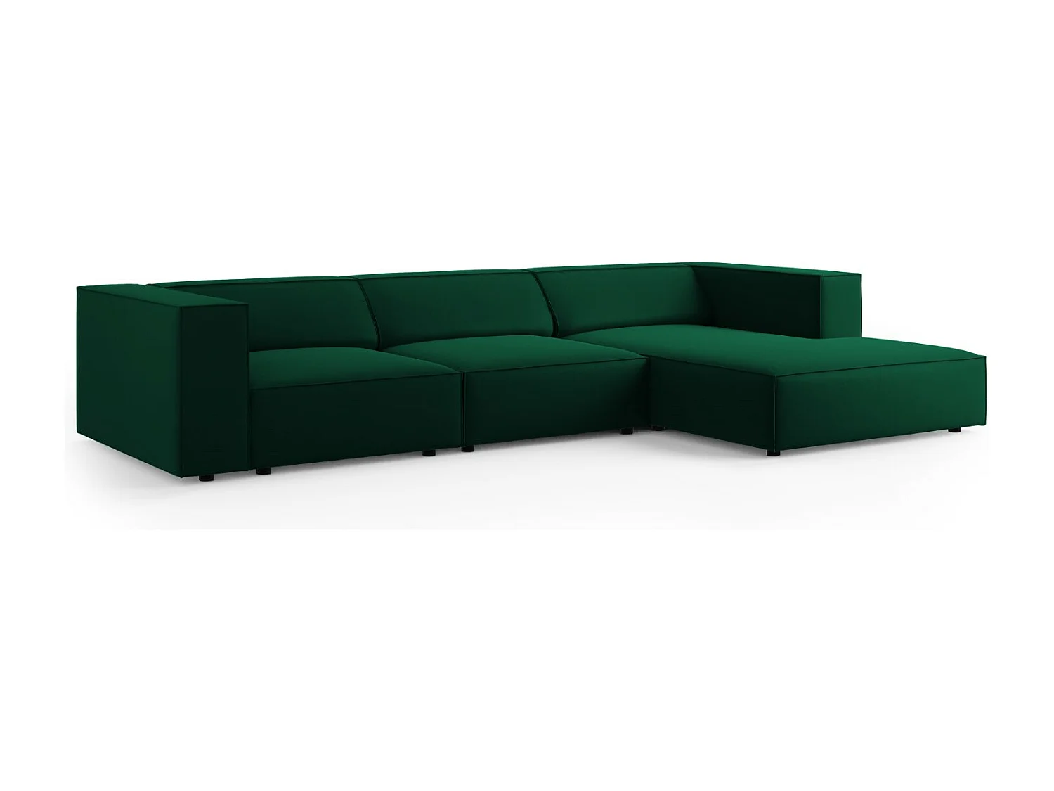 Cosmopolitan Design - Sofá esquinero derecho "Arendal" 4 plazas de terciopelo verde botella - 284x166x70cm
