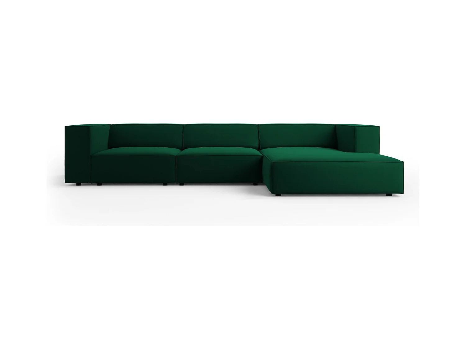 Cosmopolitan Design - Canapé d'angle droit "Arendal" 4 places en velours vert bouteille - 284x166x70cm