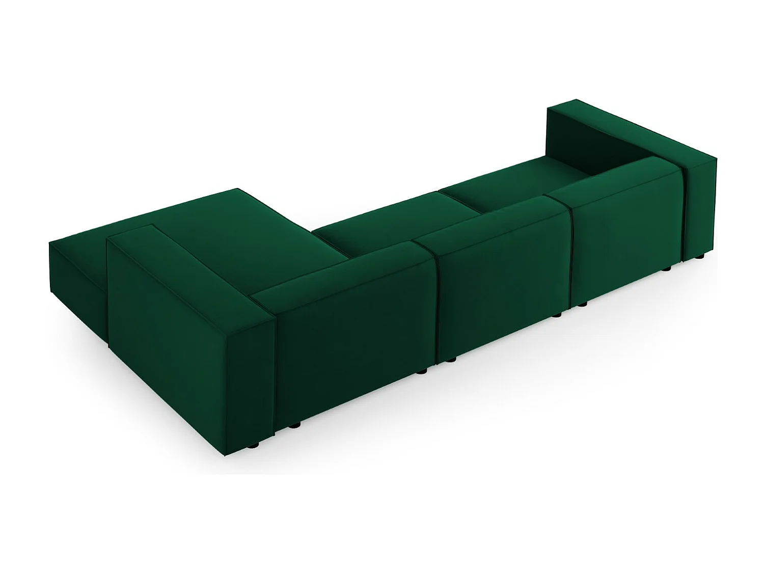 Cosmopolitan Design - Canapé d'angle droit "Arendal" 4 places en velours vert bouteille - 284x166x70cm