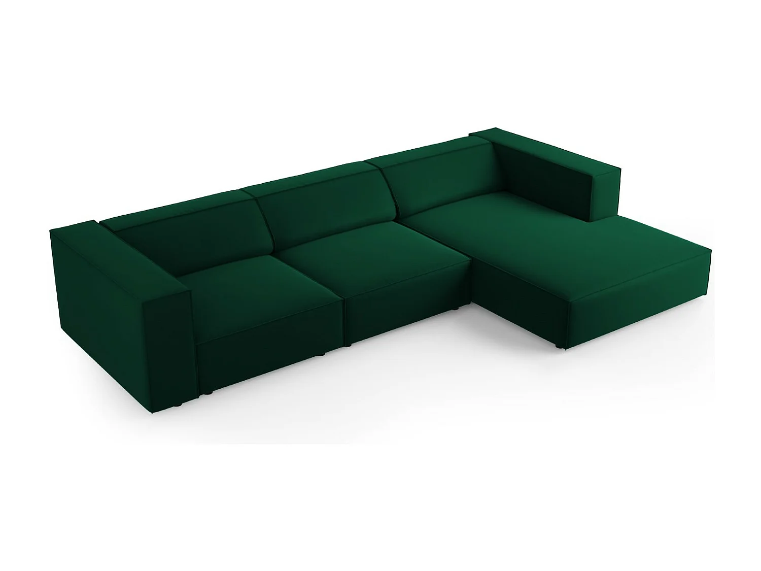 Cosmopolitan Design - Canapé d'angle droit "Arendal" 4 places en velours vert bouteille - 284x166x70cm