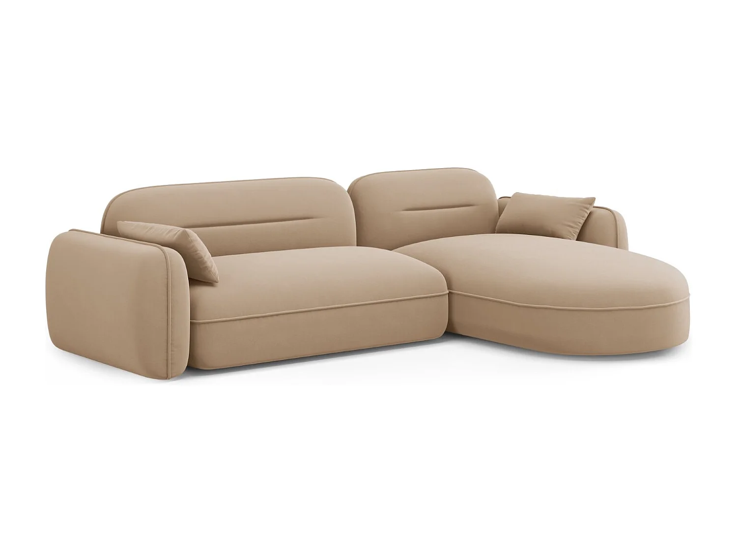 Cosmopolitan Design - Modulaire hoekbank rechts "Sydney" 4 zitplaatsen, Flueel, Zand - 275x165x70cm