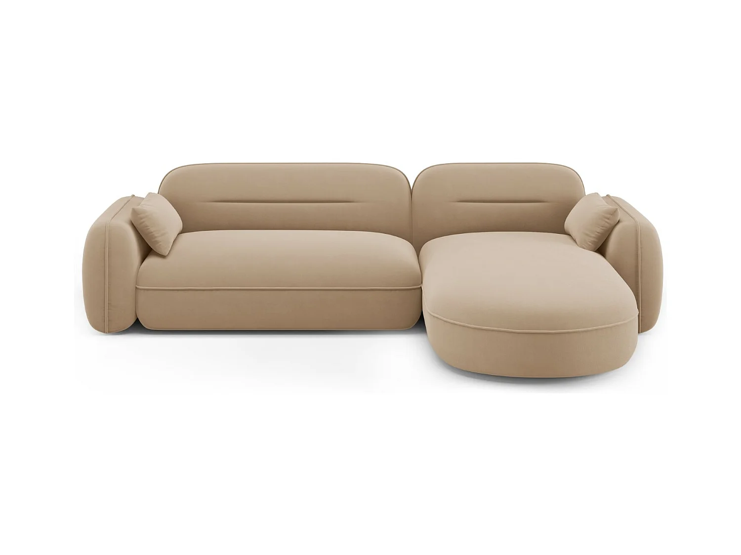 Cosmopolitan Design - Canapé d'angle droit modulable "Sydney" 4 places en velours le sable - 275x165x70cm
