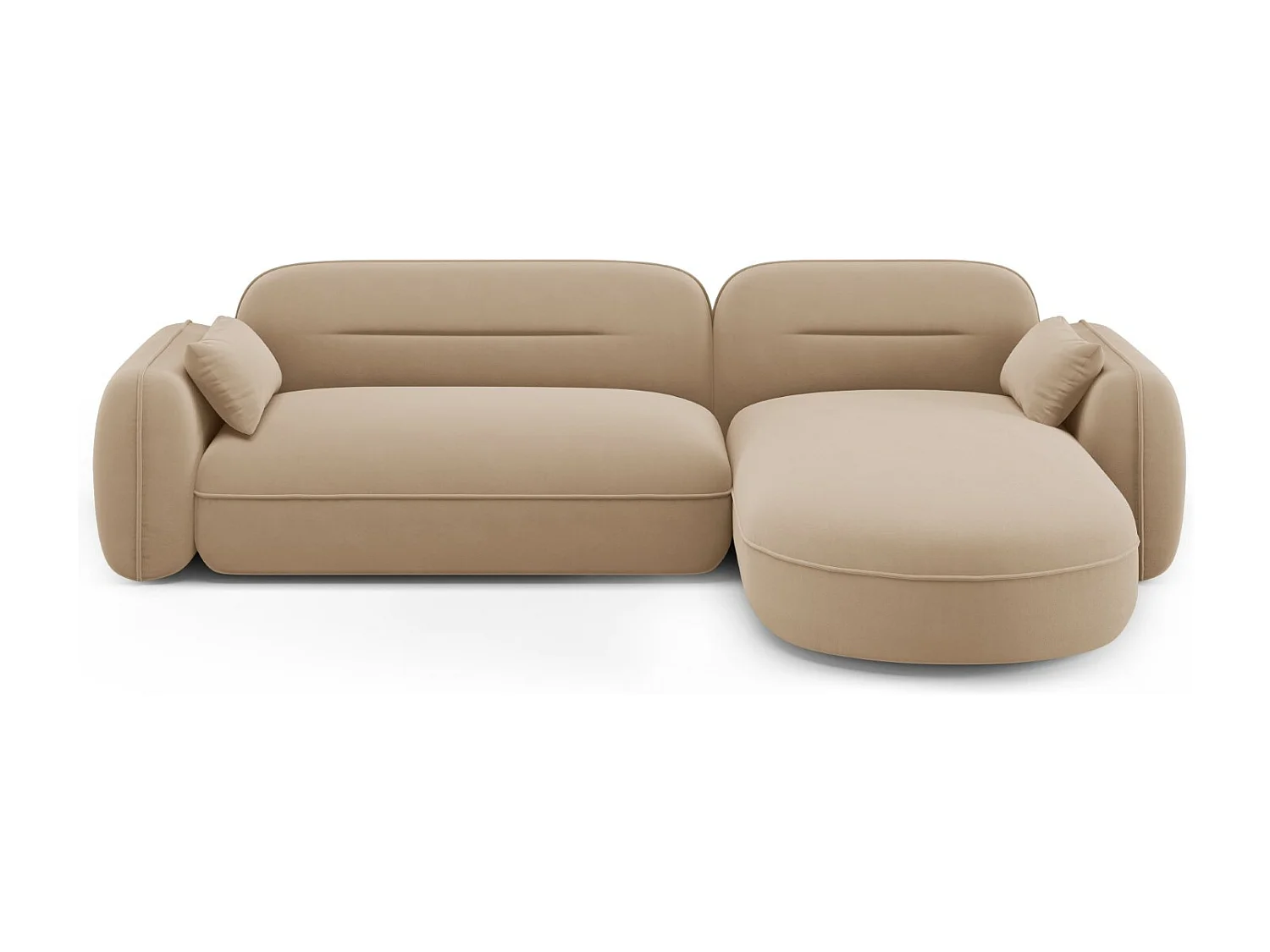 Cosmopolitan Design - Canapé d'angle droit modulable "Sydney" 4 places en velours le sable - 275x165x70cm