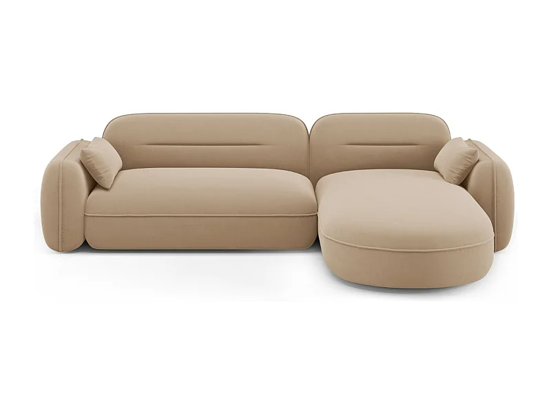 Cosmopolitan Design - Canapé d'angle droit modulable "Sydney" 4 places en velours le sable - 275x165x70cm