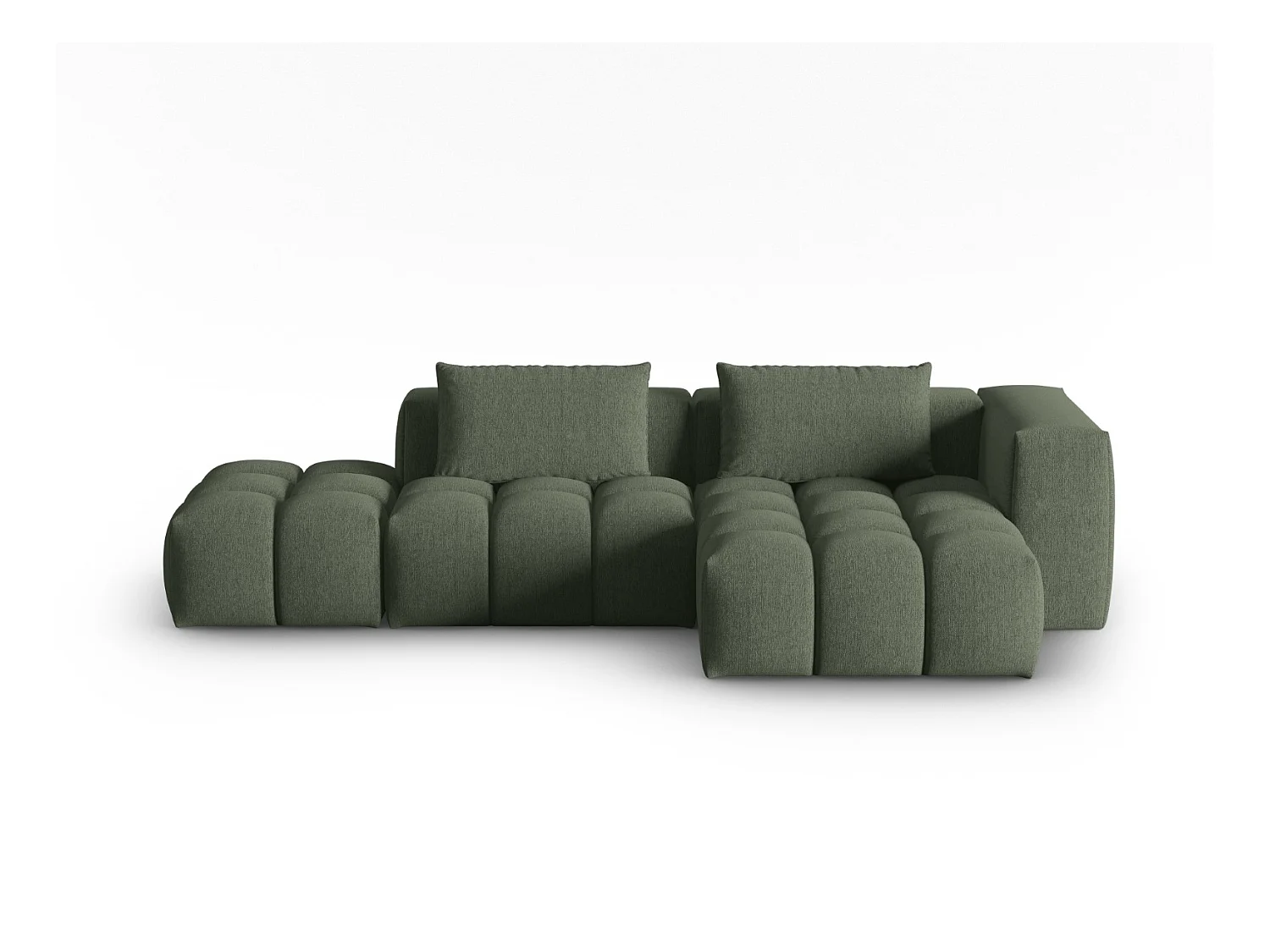 CXL by Christian Lacroix - Canapé d'angle droit modulable "Lorella" 4 places en tissu structurel vert olive foncé - 265x145x70cm