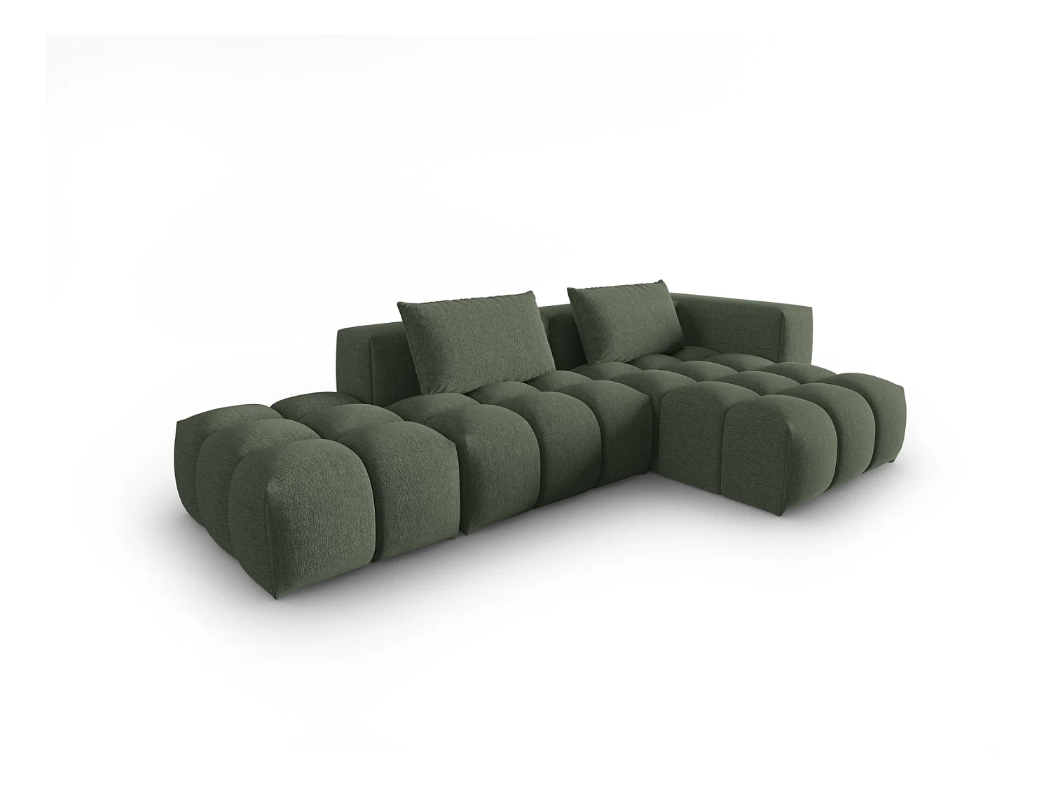 CXL by Christian Lacroix - Canapé d'angle droit modulable "Lorella" 4 places en tissu structurel vert olive foncé - 265x145x70cm