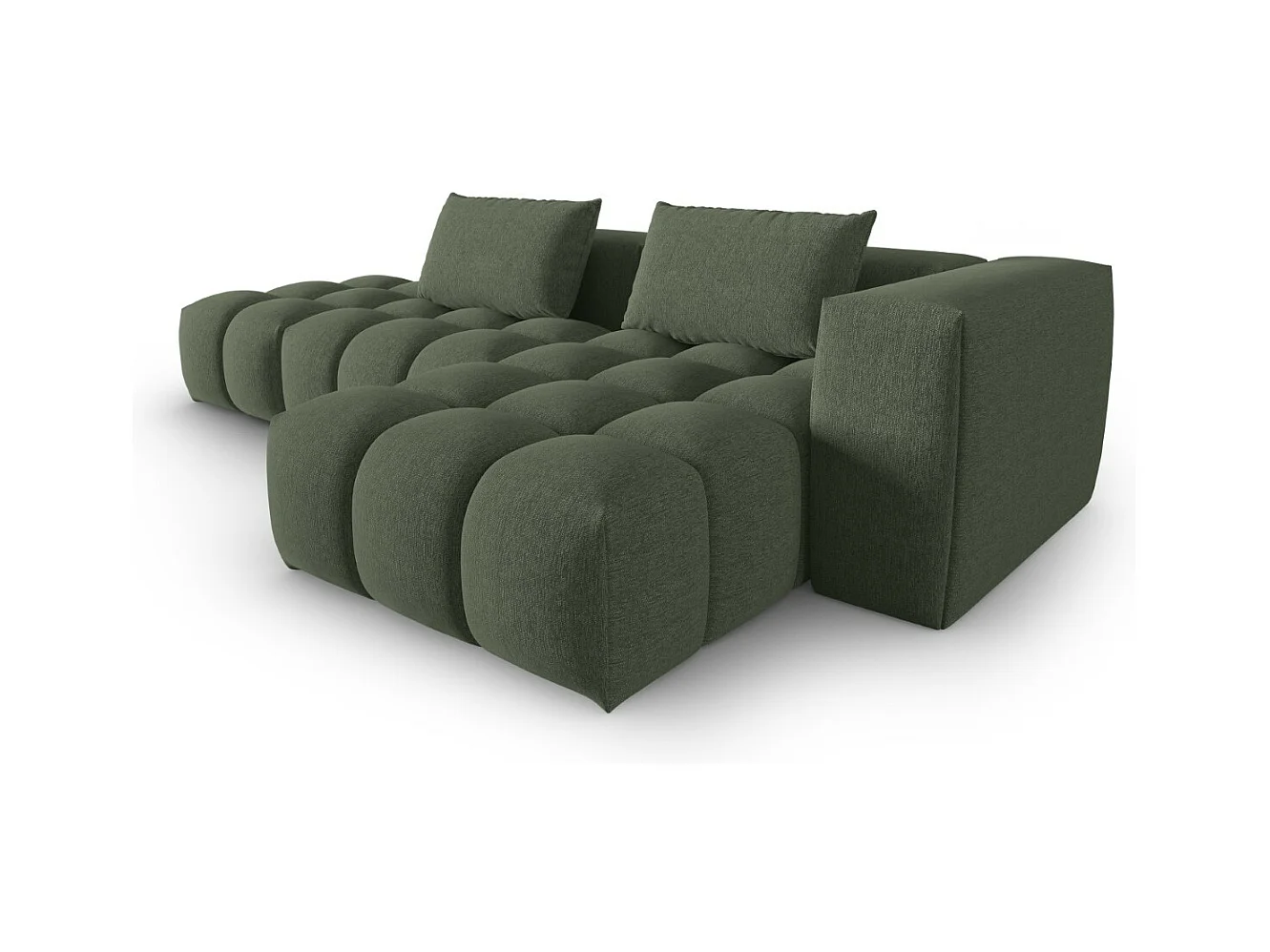 CXL by Christian Lacroix - Canapé d'angle droit modulable "Lorella" 4 places en tissu structurel vert olive foncé - 265x145x70cm