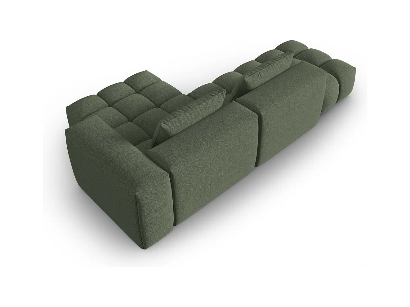 CXL by Christian Lacroix - Canapé d'angle droit modulable "Lorella" 4 places en tissu structurel vert olive foncé - 265x145x70cm