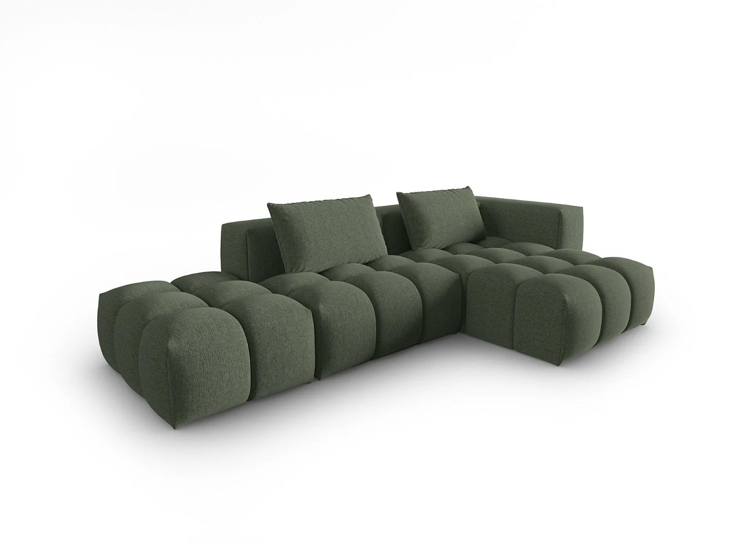 CXL by Christian Lacroix - Canapé d'angle droit modulable "Lorella" 4 places en tissu structurel vert olive foncé - 265x145x70cm