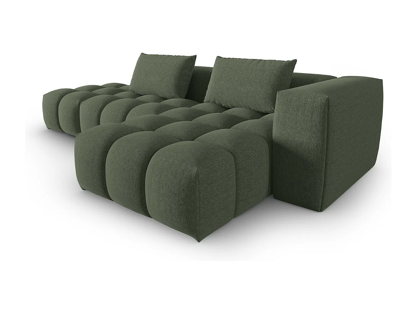 CXL by Christian Lacroix - Canapé d'angle droit modulable "Lorella" 4 places en tissu structurel vert olive foncé - 265x145x70cm
