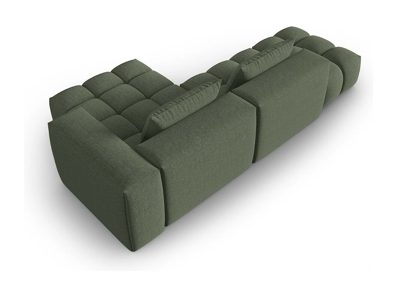 CXL by Christian Lacroix - Canapé d'angle droit modulable "Lorella" 4 places en tissu structurel vert olive foncé - 265x145x70cm