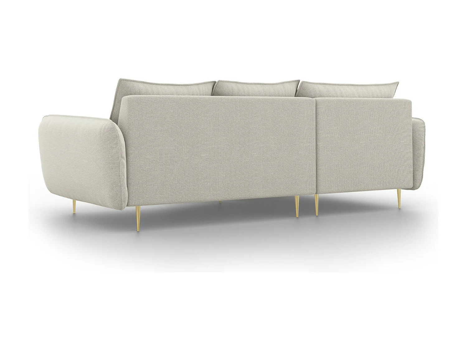 Cosmopolitan Design - Divano angolare sinistro "Vienna" 5 posti in tessuto strutturato beige chiaro - 255x170x95cm