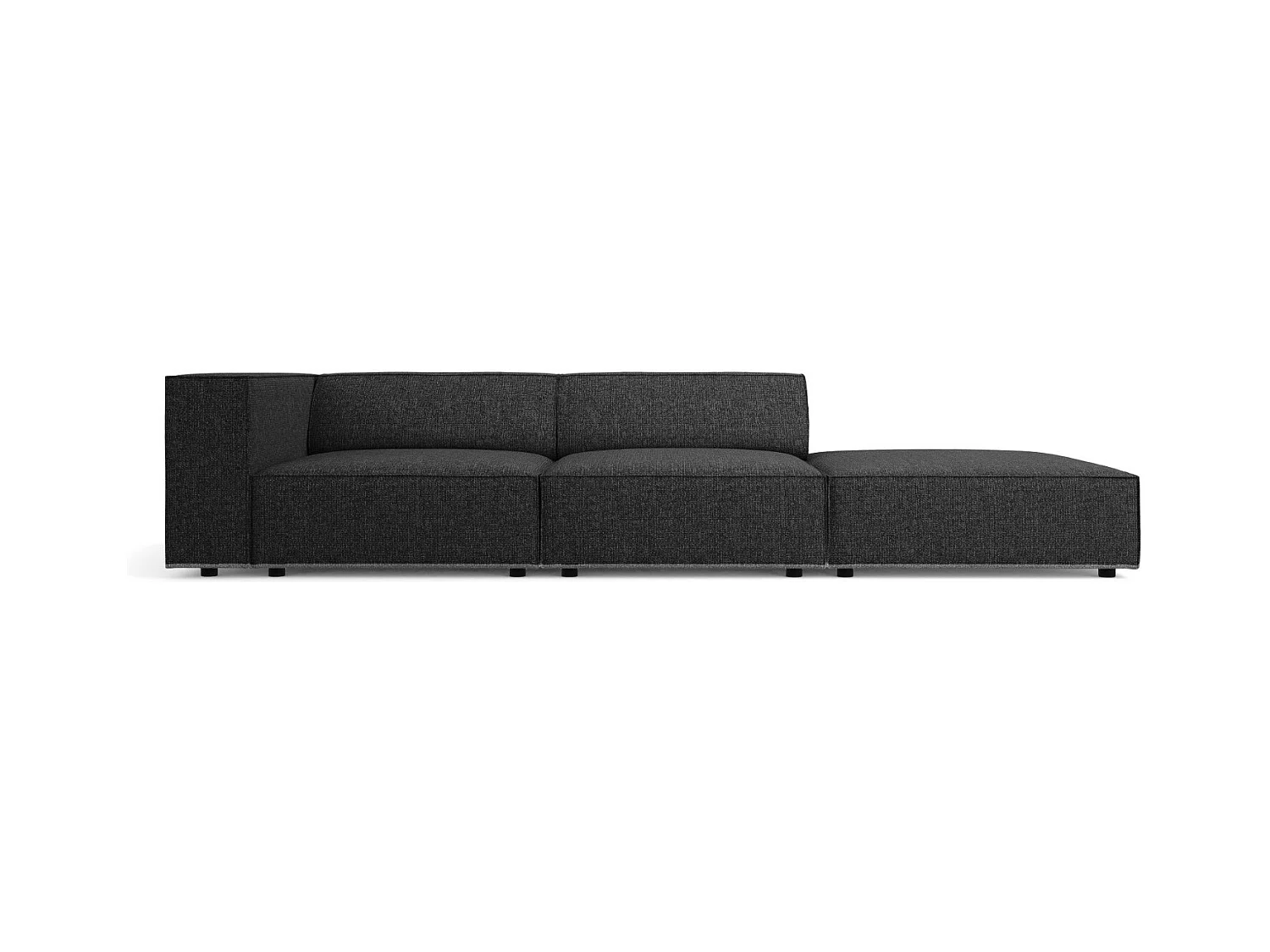 Cosmopolitan Design - Rechte bank "Arendal" 4 zitplaatsen, Chenille, Zwart - 262x102x70cm