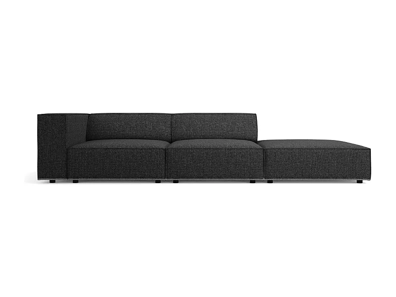Cosmopolitan Design - Canapé droit "Arendal" 4 places en chenille noir - 262x102x70cm