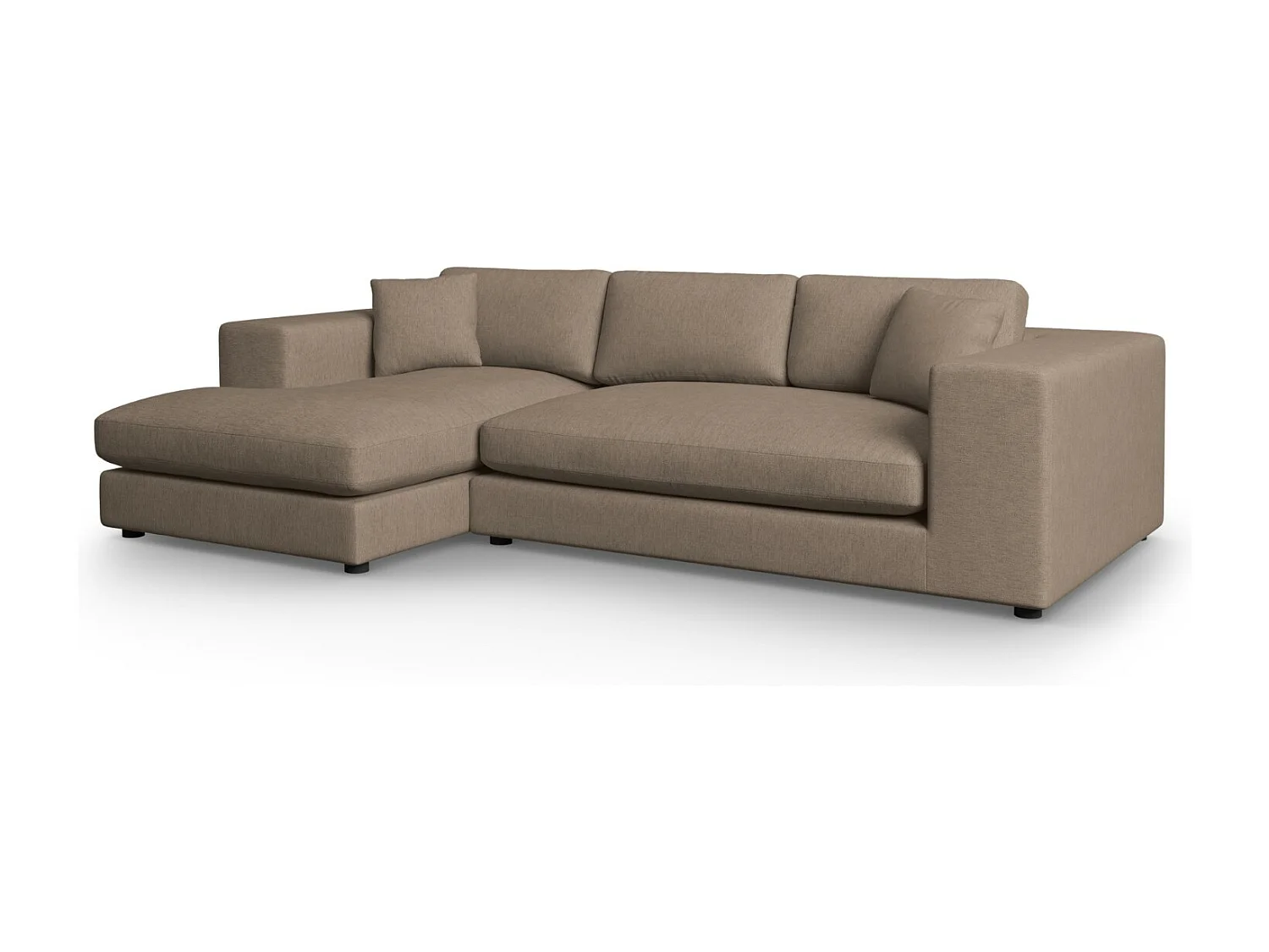 CXL by Christian Lacroix - Canapé d'angle gauche "Tendance" 5 places en tissu structurel marron clair - 282x174x72cm