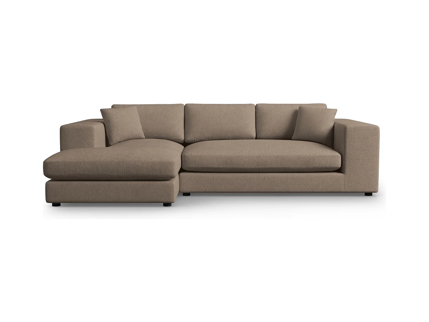 CXL by Christian Lacroix - Canapé d'angle gauche "Tendance" 5 places en tissu structurel marron clair - 282x174x72cm