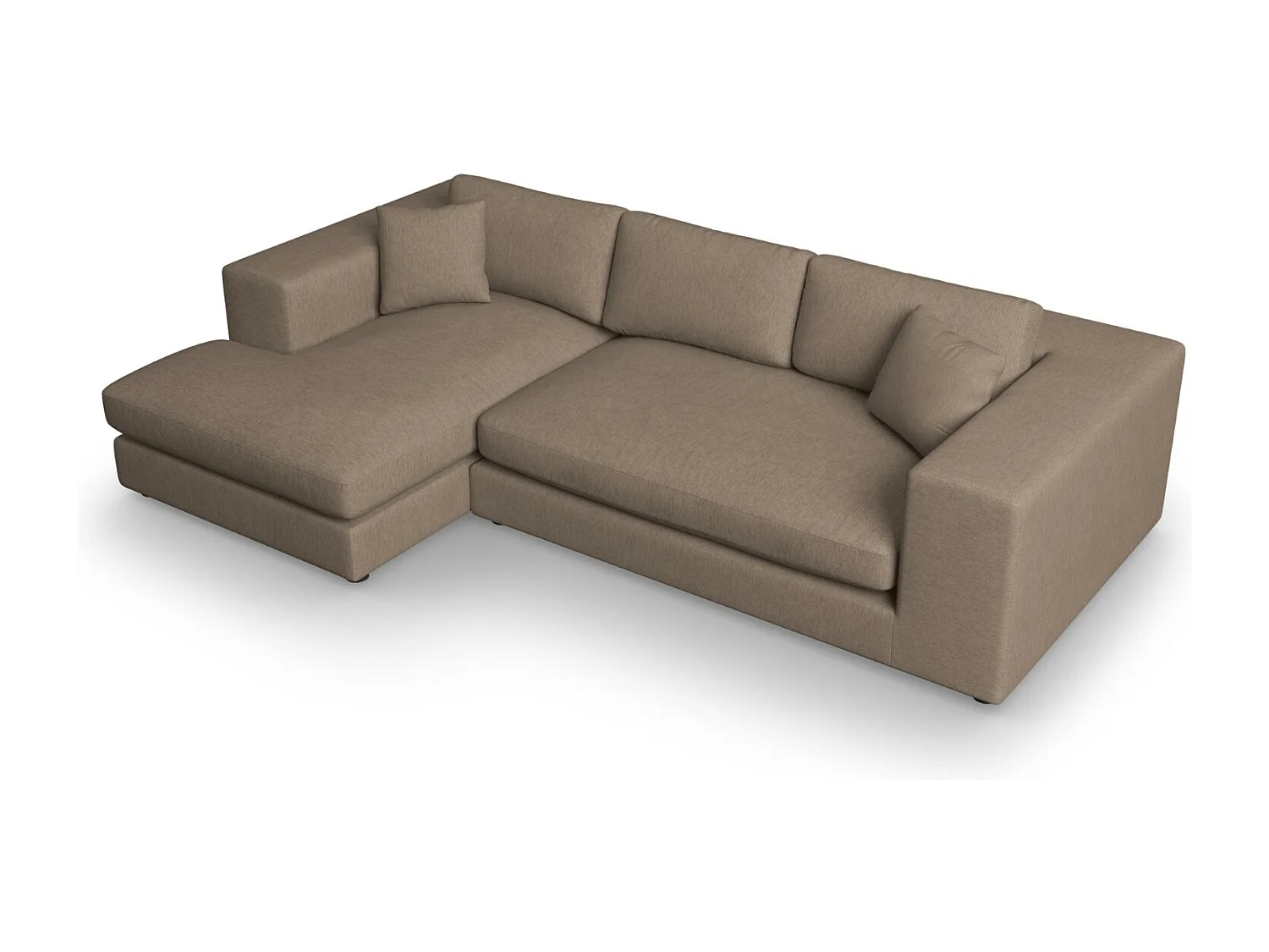 CXL by Christian Lacroix - Sofá de canto esquerdo "Tendance" 5 lugares em tecido estrutural castanho claro - 282x174x72cm