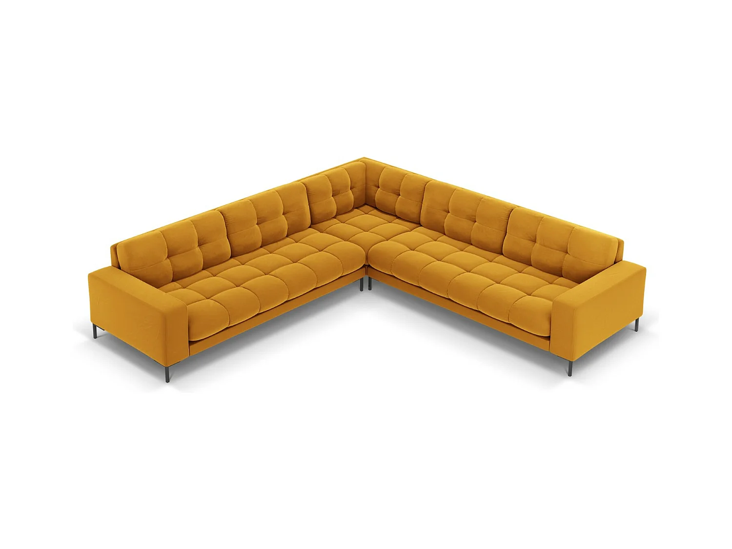 Cosmopolitan Design - Sofá de canto simétrico "Bali" 6 lugares em veludo amarelo - 256x256x75cm