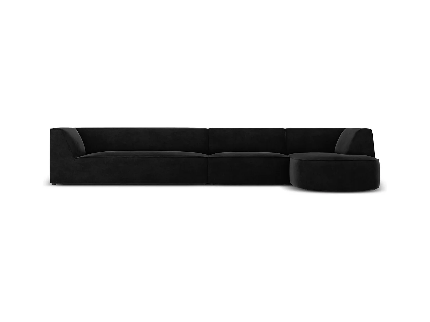 CXL by Christian Lacroix - Rechter hoekbank "Charles" 5 zitplaatsen, Flueel, Zwart - 366x180x69cm