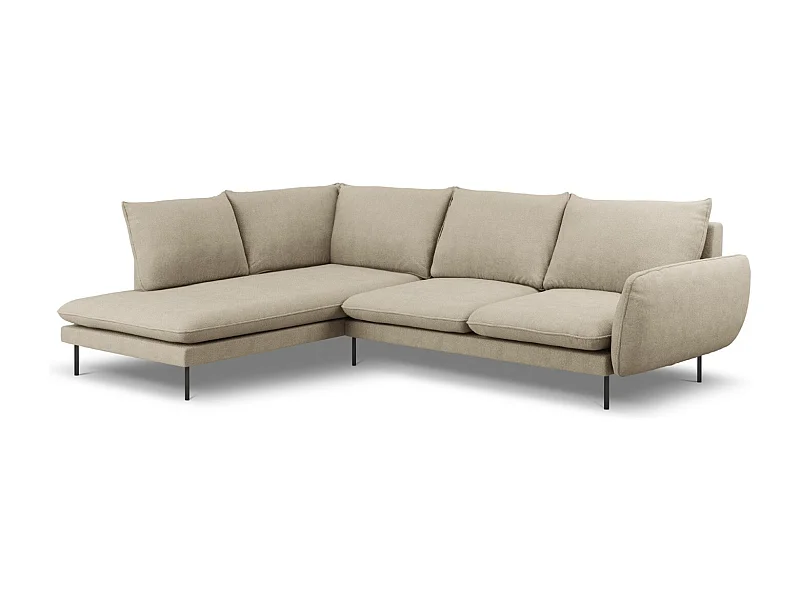 Cosmopolitan Design - Sofá esquinero izquierdo "Vienna" 6 plazas de tejido estructural beige - 275x185x95cm
