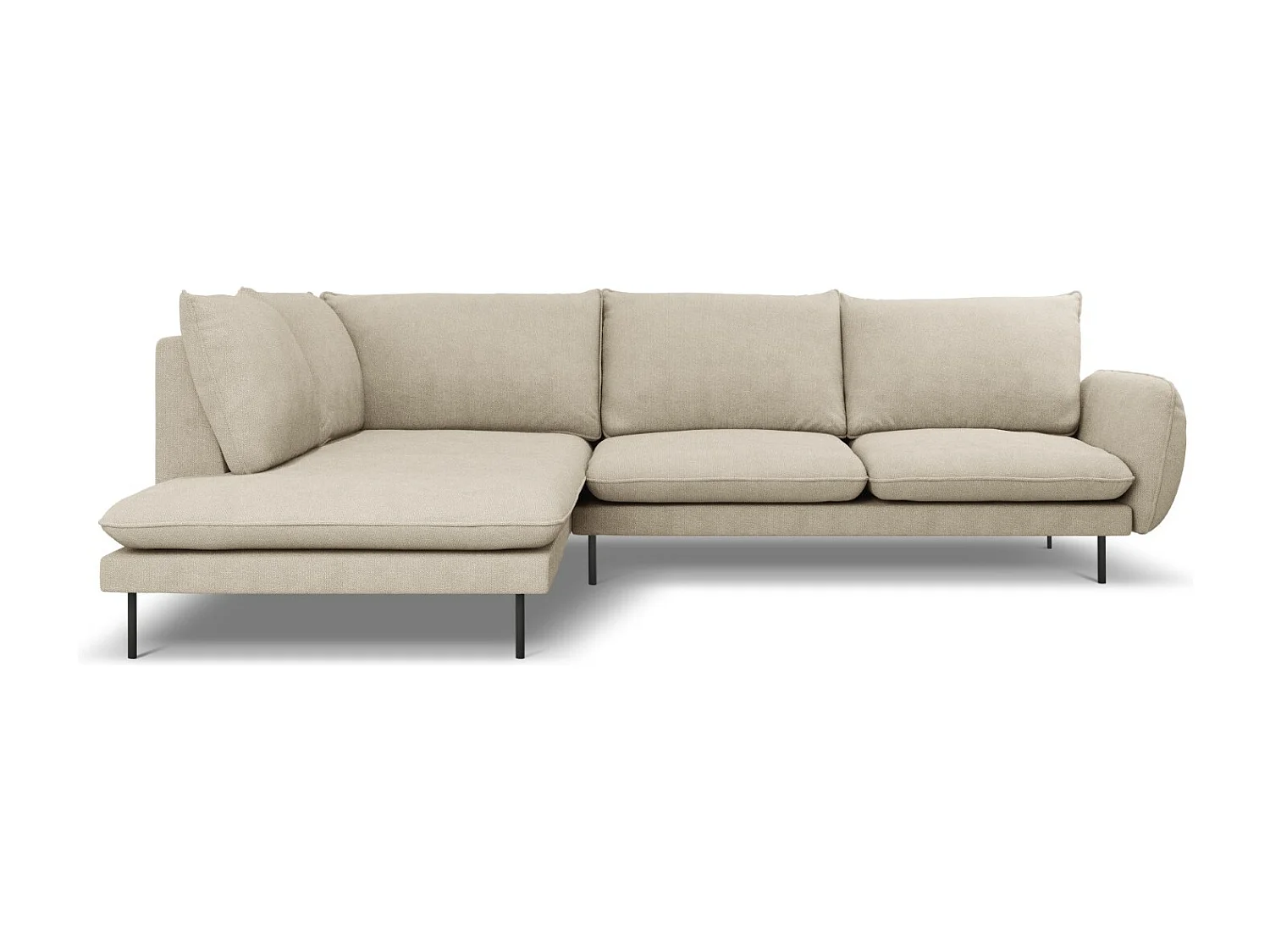 Cosmopolitan Design - Canapé d'angle gauche "Vienna" 6 places en tissu structurel beige - 275x185x95cm