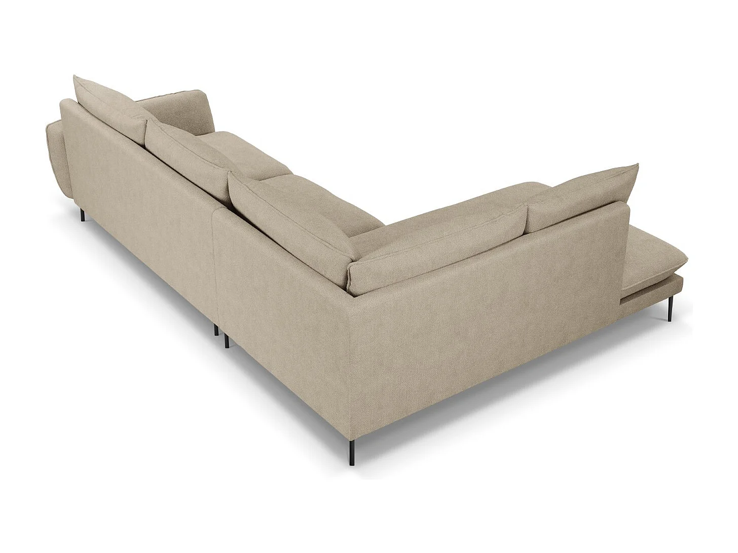Cosmopolitan Design - Canapé d'angle gauche "Vienna" 6 places en tissu structurel beige - 275x185x95cm