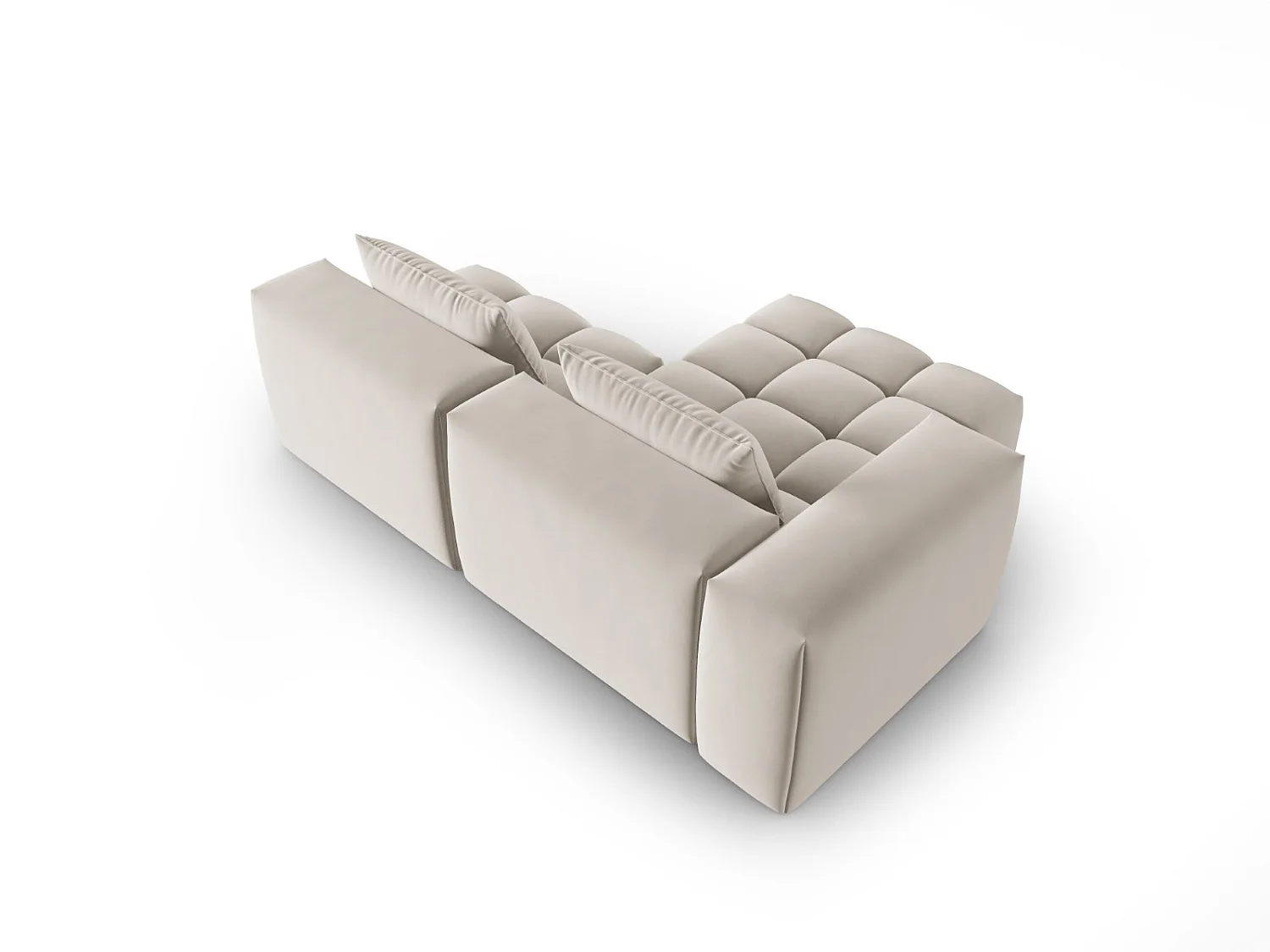 CXL by Christian Lacroix - Canapé d'angle gauche modulable "Lorella" 3 places en velours écru - 205x145x70cm