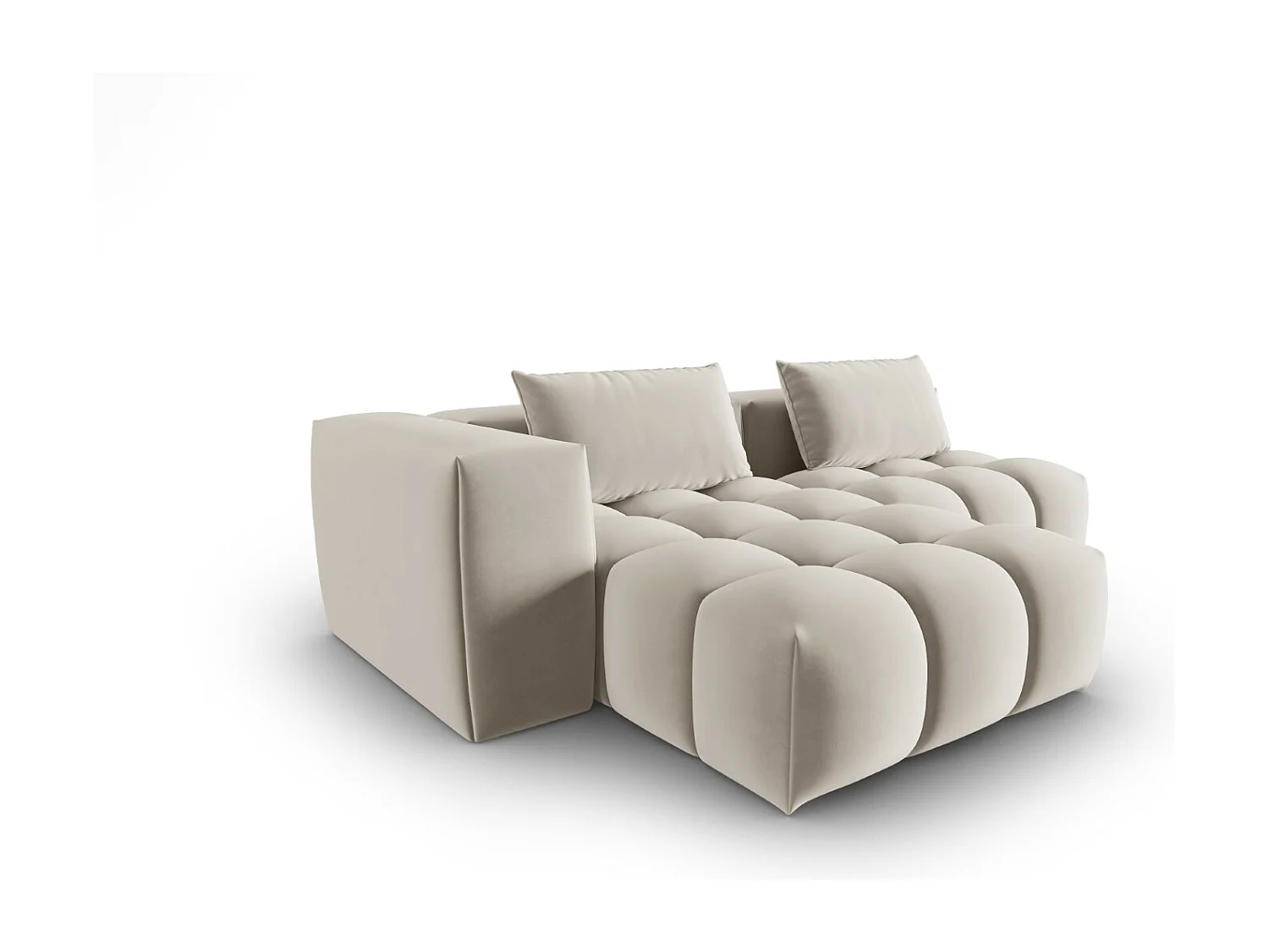 CXL by Christian Lacroix - Sofá modular de canto esquerdo "Lorella" 3 lugares em veludo cru - 205x145x70cm