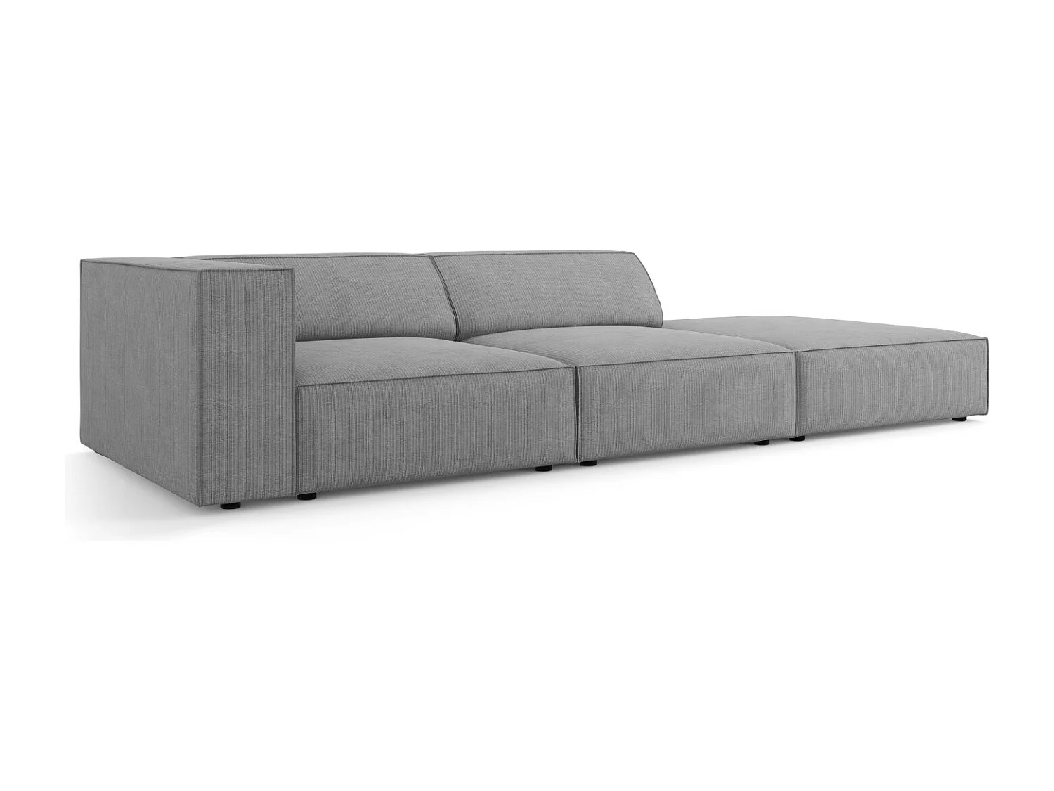Cosmopolitan Design - Sofá derecho "Arendal" 4 plazas de tejido chenilla con efecto acanalado gris oscuro - 262x102x70cm