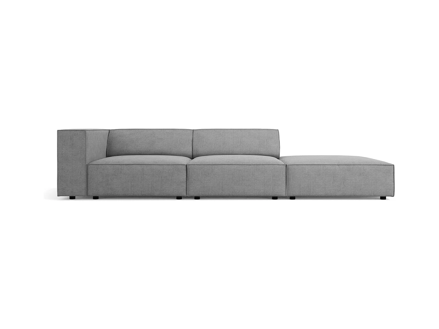 Cosmopolitan Design - Canapé droit "Arendal" 4 places en chenille avec un effet côtelé gris foncé - 262x102x70cm