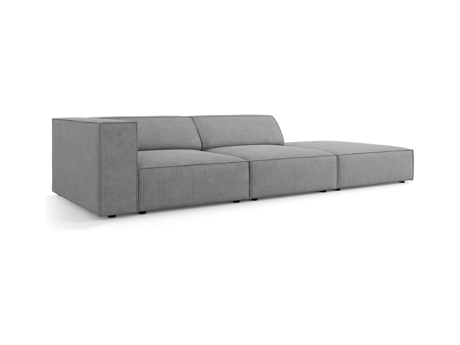 Cosmopolitan Design - Canapé droit "Arendal" 4 places en chenille avec un effet côtelé gris foncé - 262x102x70cm