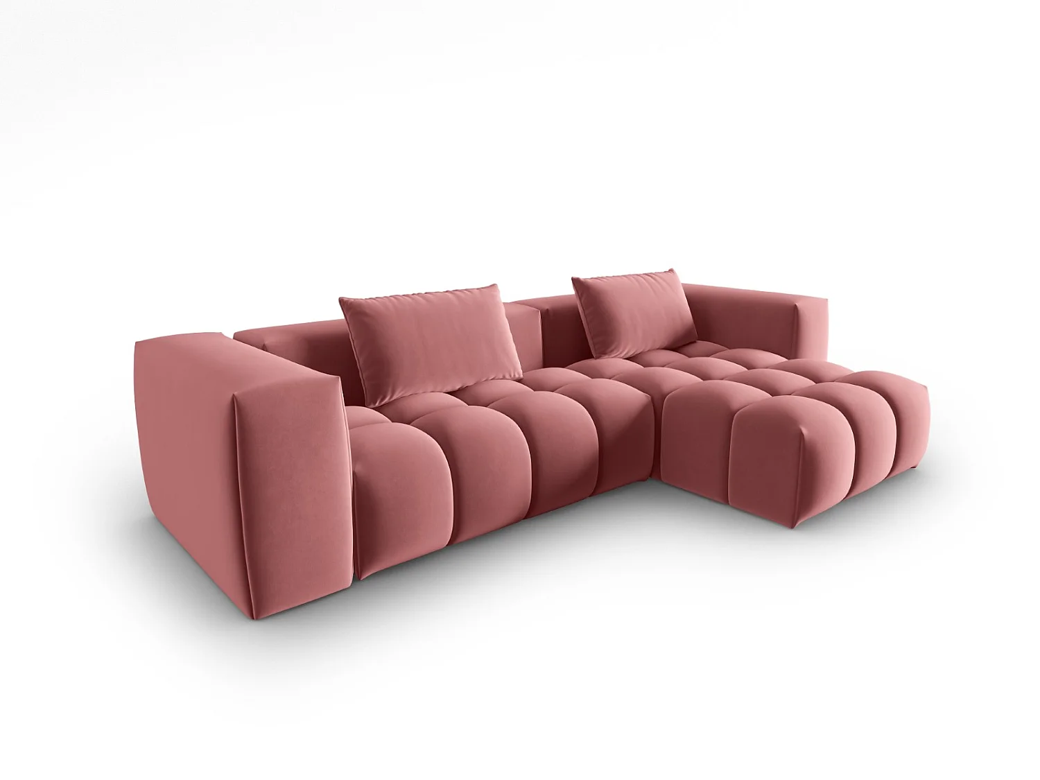 CXL by Christian Lacroix - Modulaire hoekbank rechts "Lorella" 3 zitplaatsen, Flueel, Zalm - 260x145x70cm